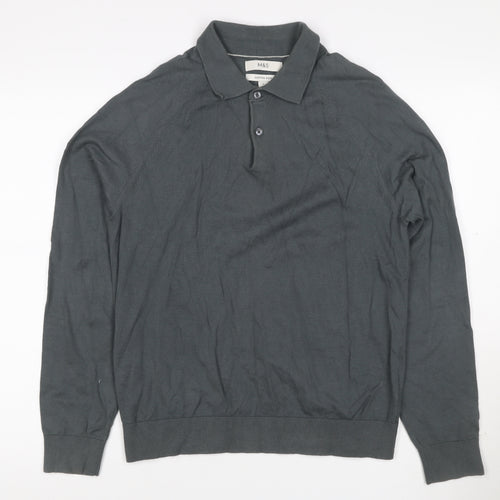 Marks and Spencer Men’s Grey Size S Long Sleeve Knit Polo