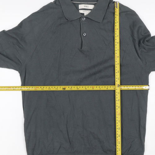 Marks and Spencer Men’s Grey Size S Long Sleeve Knit Polo