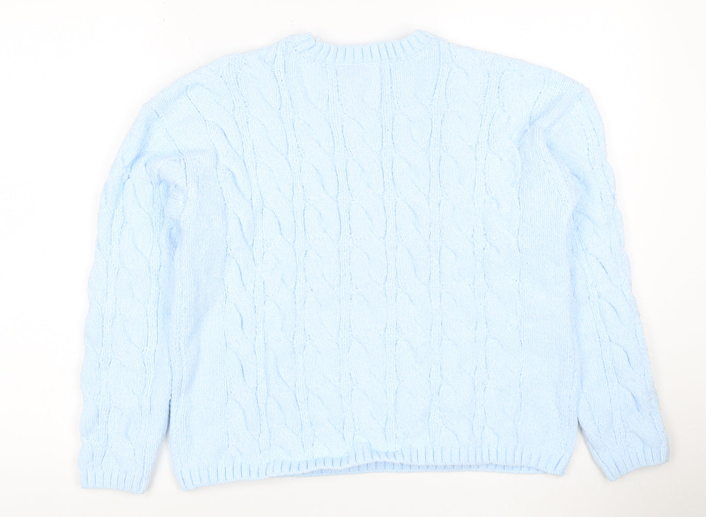 Marks and Spencer Women's Blue M Cable-Knit Crew Neck Pullover Jumper