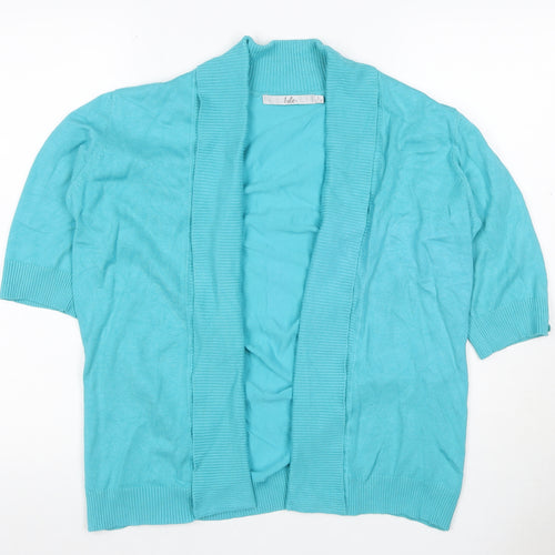 Isle Women Blue Open Knit Cardigan 3/4 Sleeve Size 18