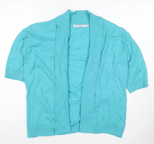 Isle Women Blue Open Knit Cardigan 3/4 Sleeve Size 18