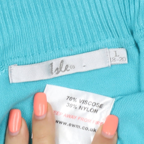 Isle Women Blue Open Knit Cardigan 3/4 Sleeve Size 18