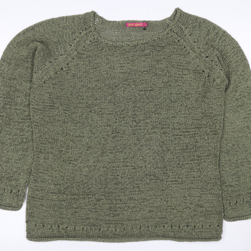 Ada Gatti Women Green L Open Knit Lightweight Raglan Jumper