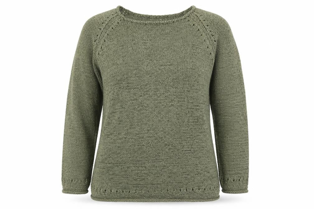 Ada Gatti Women Green L Open Knit Lightweight Raglan Jumper