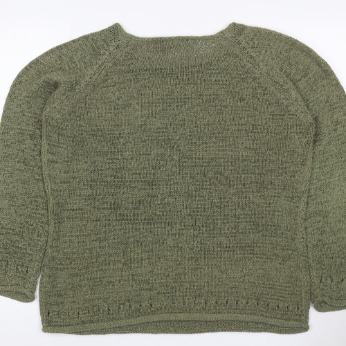 Ada Gatti Women Green L Open Knit Lightweight Raglan Jumper