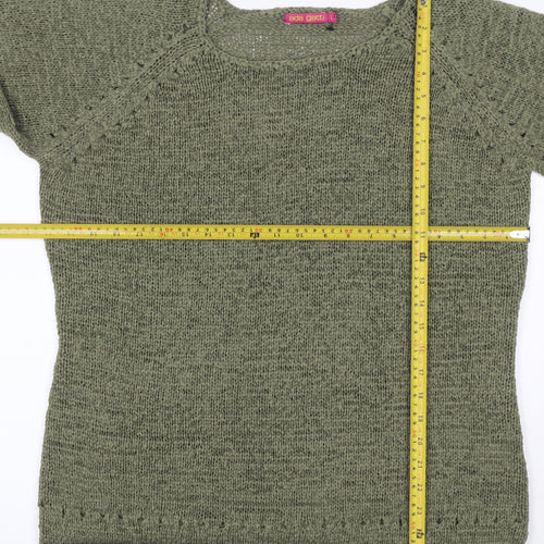 Ada Gatti Women Green L Open Knit Lightweight Raglan Jumper