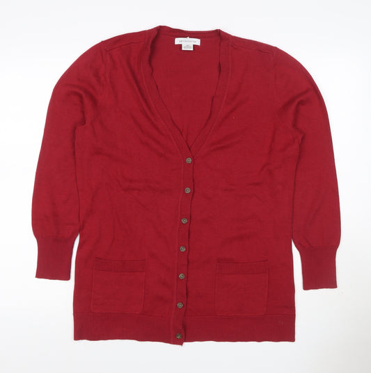 Liz Claiborne Women’s Red XL V-Neck Button Pocket Cardigan