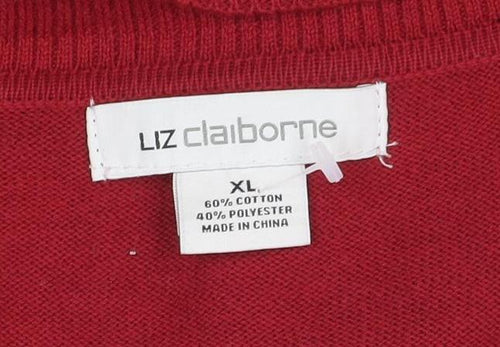 Liz Claiborne Women’s Red XL V-Neck Button Pocket Cardigan