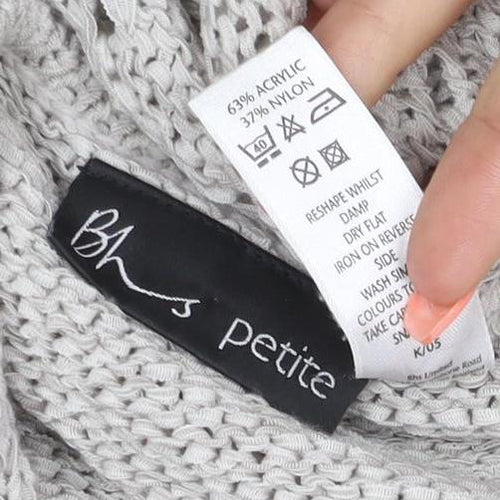 Bhs Petite Women’s Grey UK 12 V-Neck Open Knit Pullover Jumper