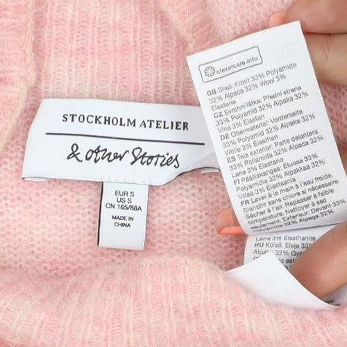 & Other Stories Women Pink S Mohair Blend Mock Neck Raglan Jumper