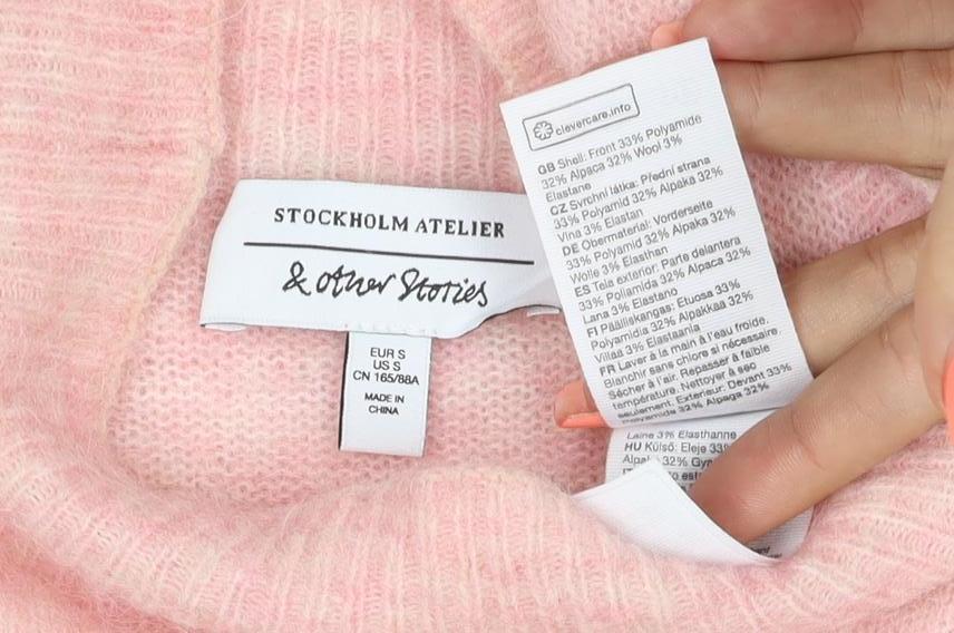 & Other Stories Women Pink S Mohair Blend Mock Neck Raglan Jumper