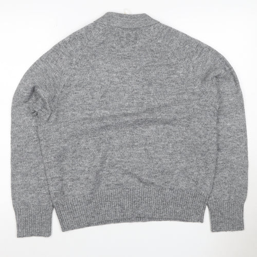 Marks and Spencer Women Grey Alpaca Blend Henley Jumper UK 14