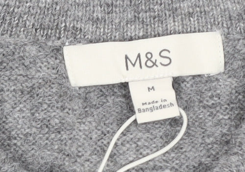 Marks and Spencer Women Grey Alpaca Blend Henley Jumper UK 14