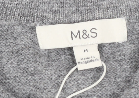 Marks and Spencer Women Grey Alpaca Blend Henley Jumper UK 14