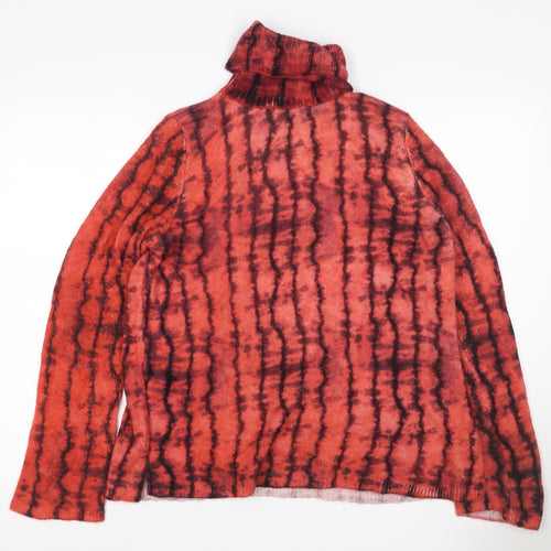 Zara Women Red Black Striped Wool Blend Roll Neck Jumper Size S