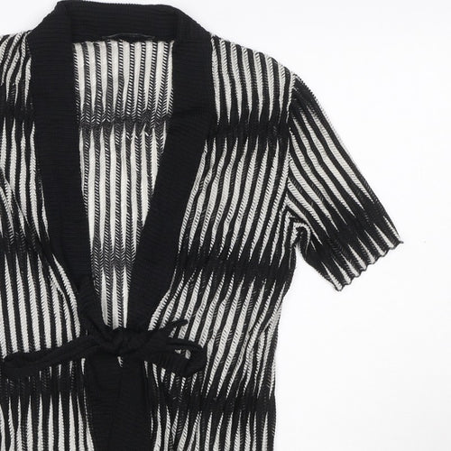 Just Elegance Women’s Black White Stripe Kimono Knit Top Size 14