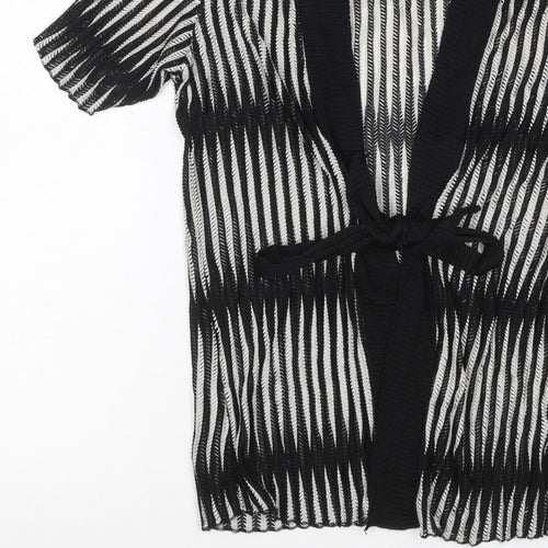 Just Elegance Women’s Black White Stripe Kimono Knit Top Size 14