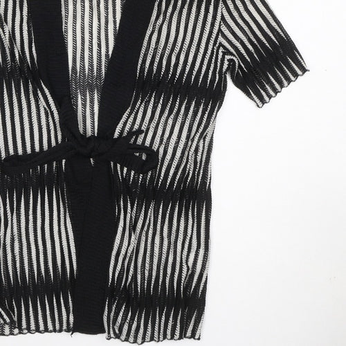 Just Elegance Women’s Black White Stripe Kimono Knit Top Size 14