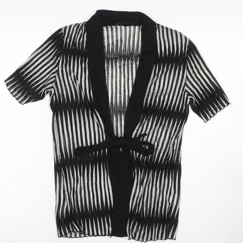 Just Elegance Women’s Black White Stripe Kimono Knit Top Size 14