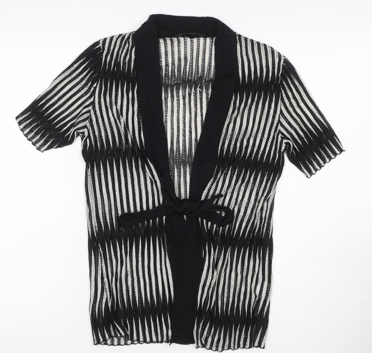 Just Elegance Women’s Black White Stripe Kimono Knit Top Size 14