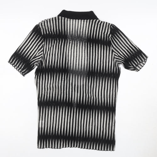 Just Elegance Women’s Black White Stripe Kimono Knit Top Size 14