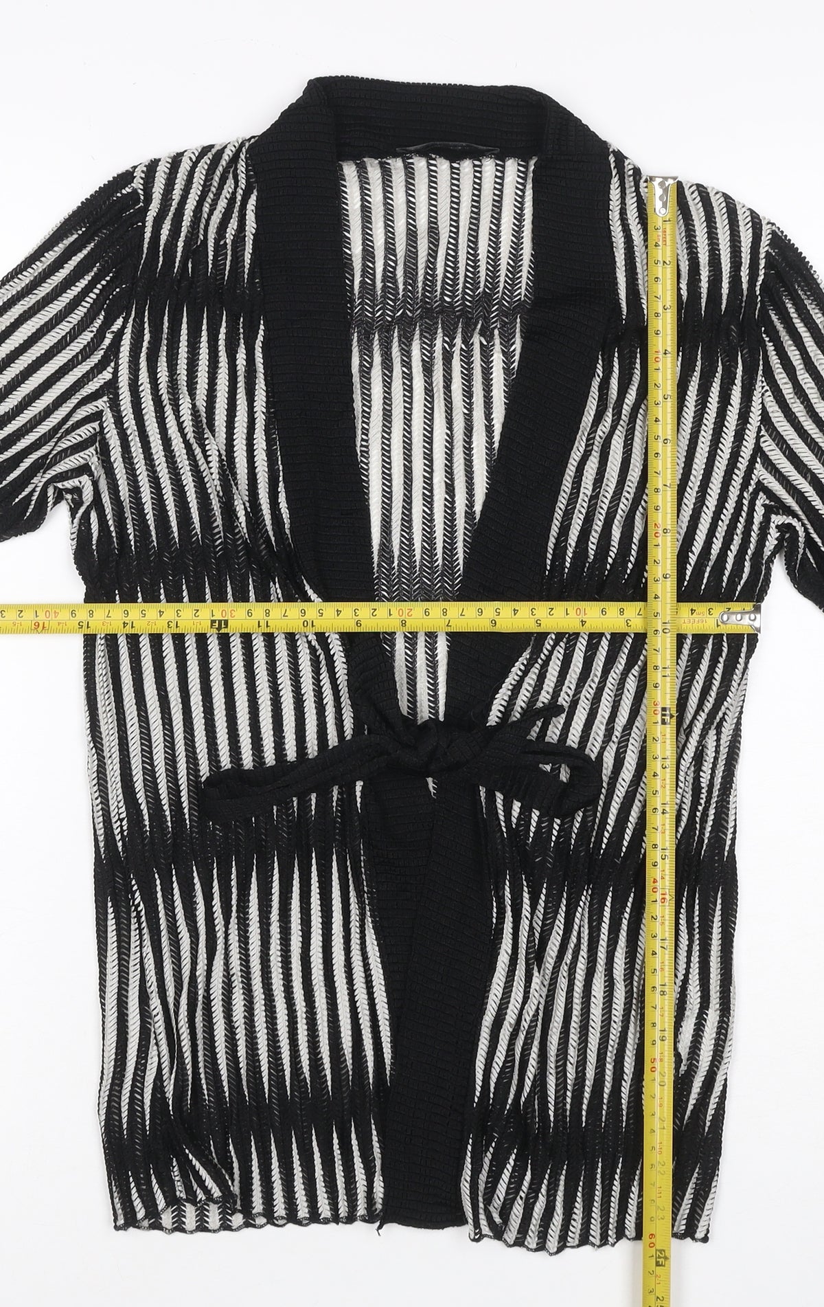 Just Elegance Women’s Black White Stripe Kimono Knit Top Size 14