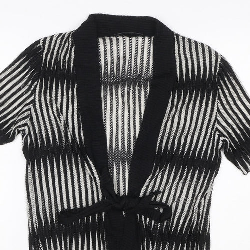 Just Elegance Women’s Black White Stripe Kimono Knit Top Size 14