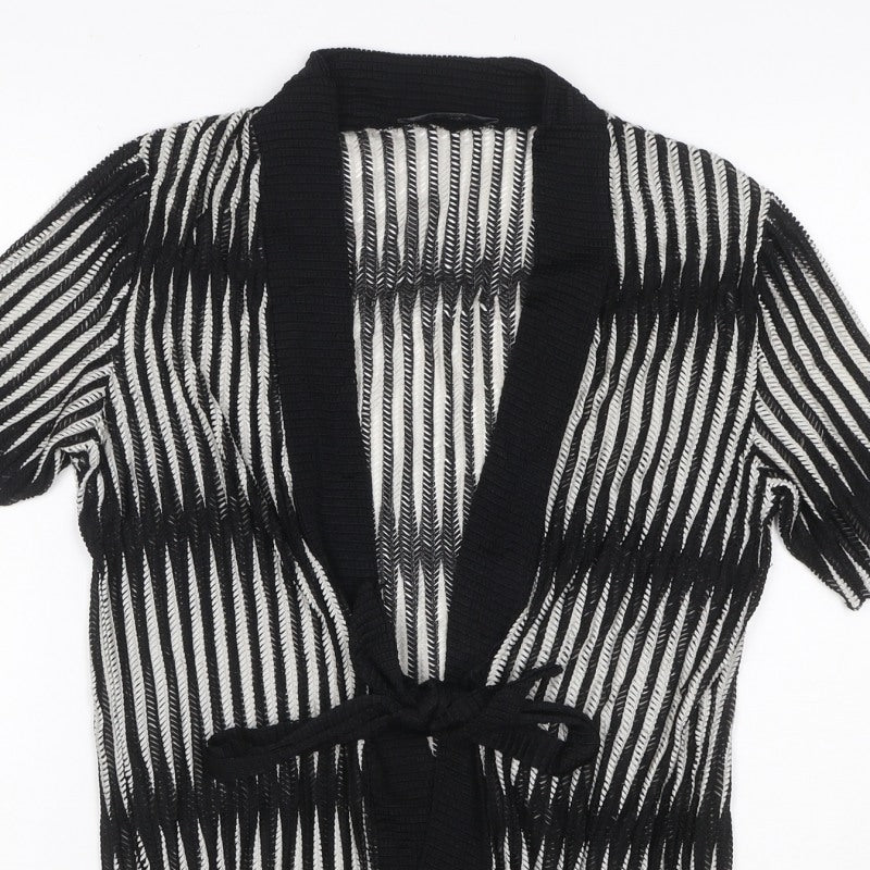 Just Elegance Women’s Black White Stripe Kimono Knit Top Size 14