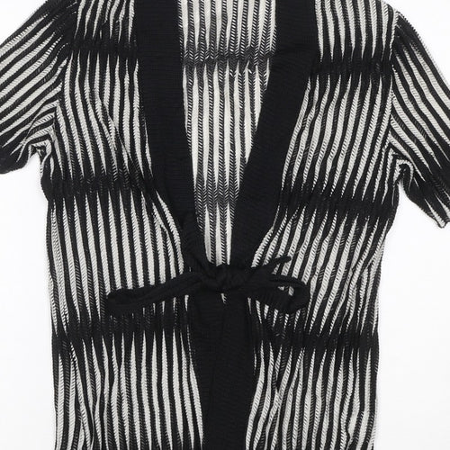 Just Elegance Women’s Black White Stripe Kimono Knit Top Size 14