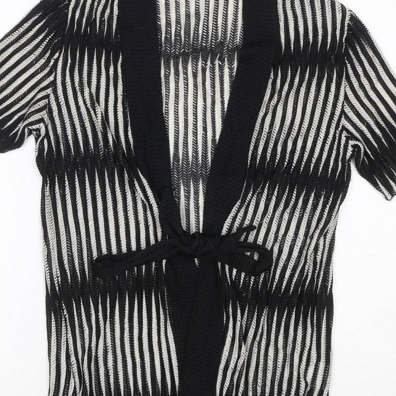 Just Elegance Women’s Black White Stripe Kimono Knit Top Size 14