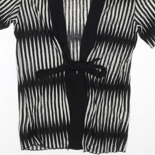 Just Elegance Women’s Black White Stripe Kimono Knit Top Size 14