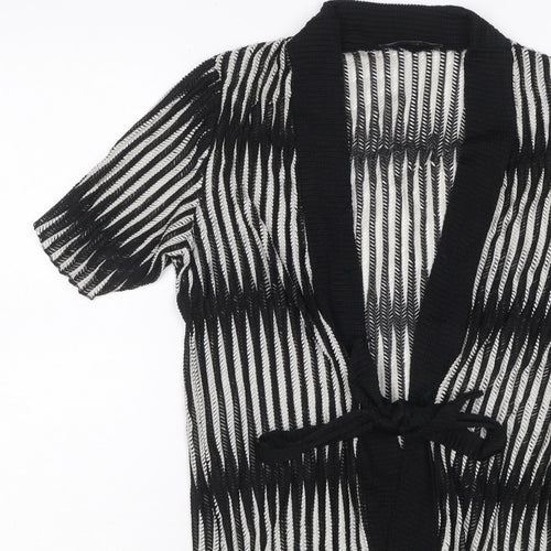 Just Elegance Women’s Black White Stripe Kimono Knit Top Size 14