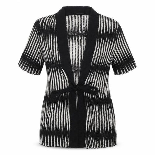 Just Elegance Women’s Black White Stripe Kimono Knit Top Size 14