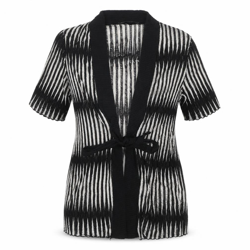 Just Elegance Women’s Black White Stripe Kimono Knit Top Size 14