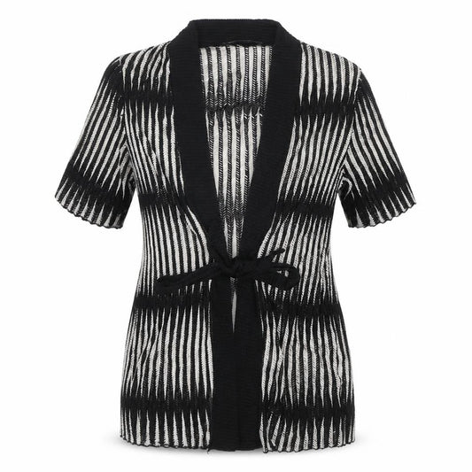 Just Elegance Women’s Black White Stripe Kimono Knit Top Size 14