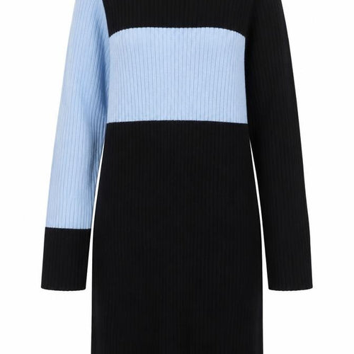 ASOS Women Black Blue UK 8 Colourblock Ribbed Midi Jumper Dress