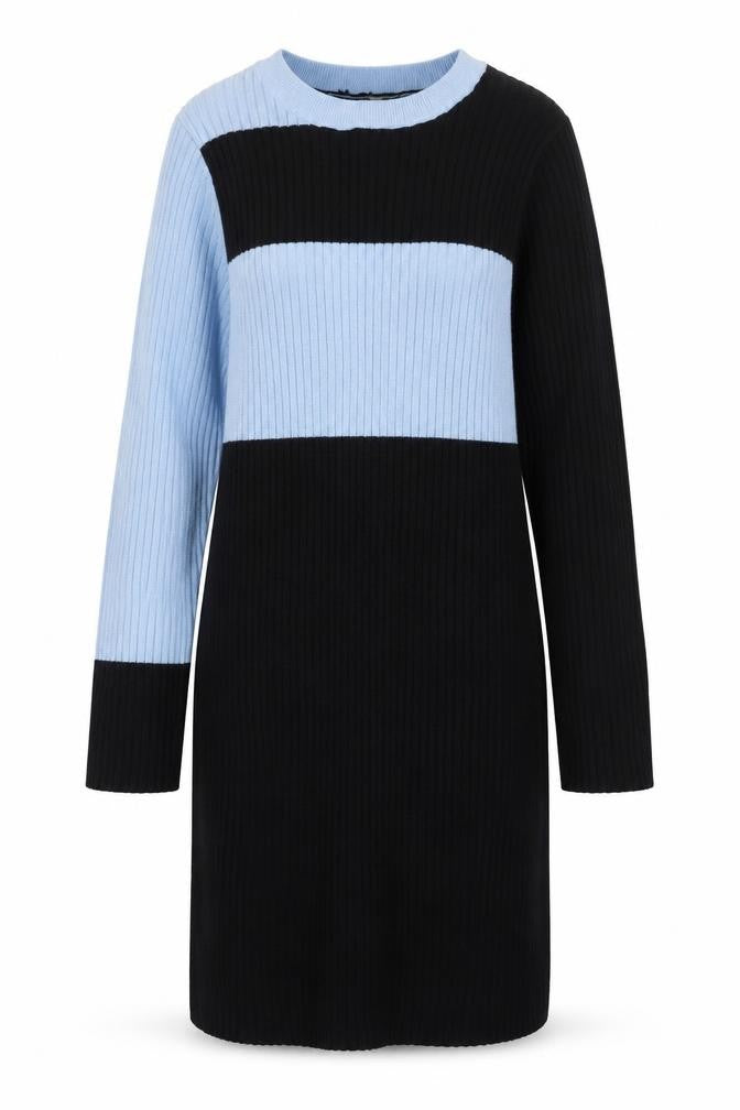 ASOS Women Black Blue UK 8 Colourblock Ribbed Midi Jumper Dress