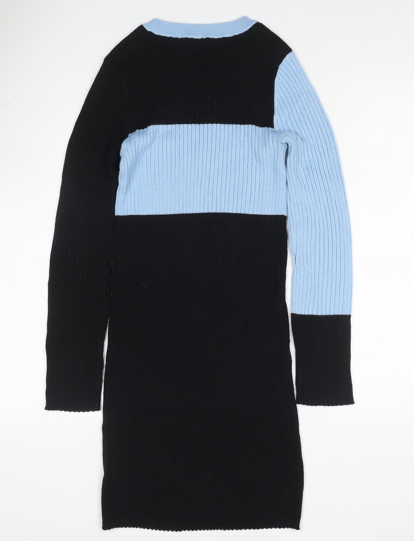 ASOS Women Black Blue UK 8 Colourblock Ribbed Midi Jumper Dress