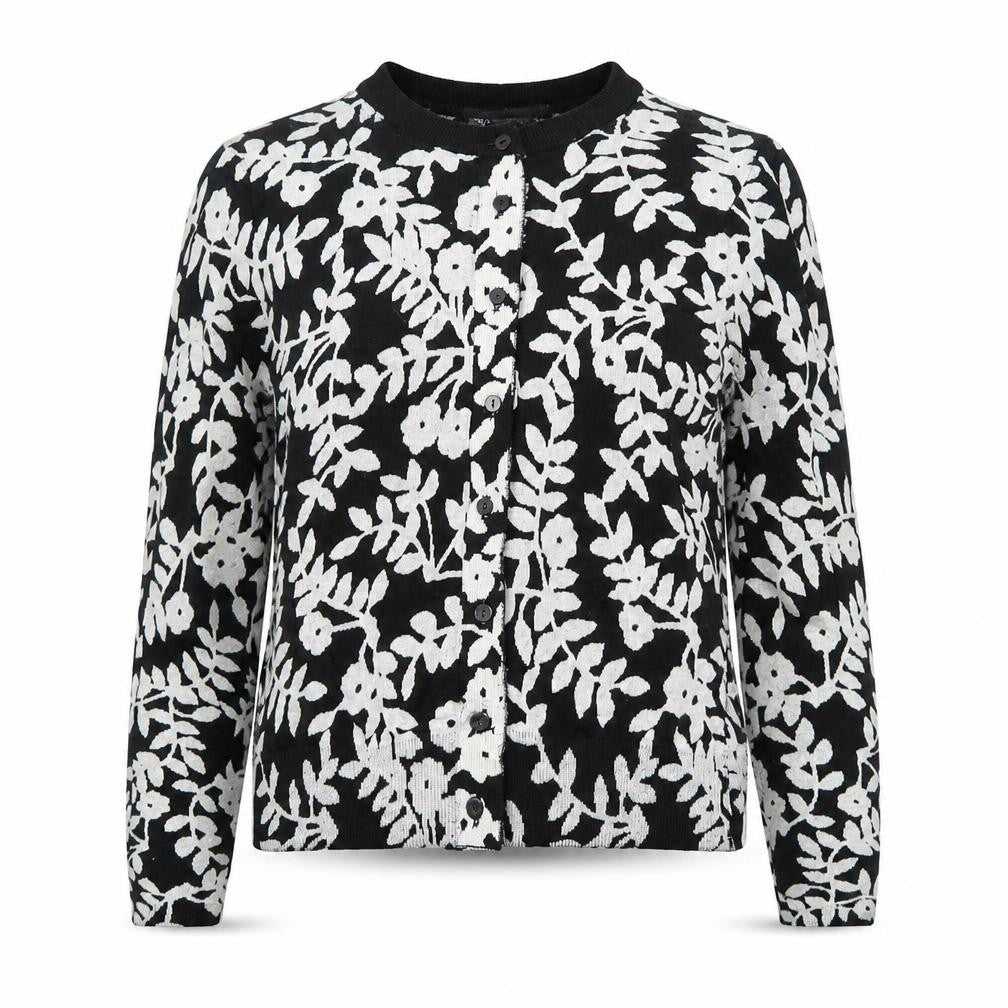 Marks and Spencer Women Black Floral Knit Cardigan UK 8 Long Sleeve