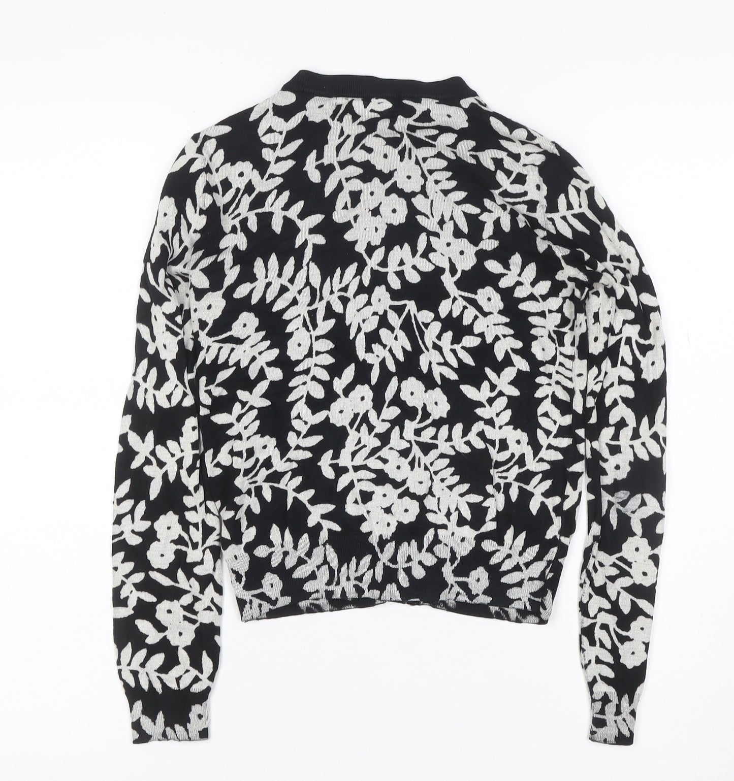 Marks and Spencer Women Black Floral Knit Cardigan UK 8 Long Sleeve