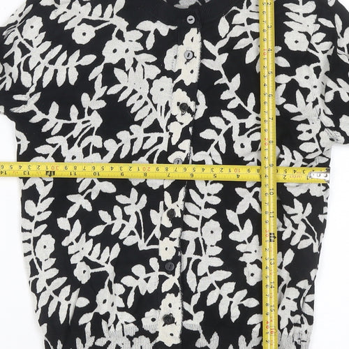 Marks and Spencer Women Black Floral Knit Cardigan UK 8 Long Sleeve