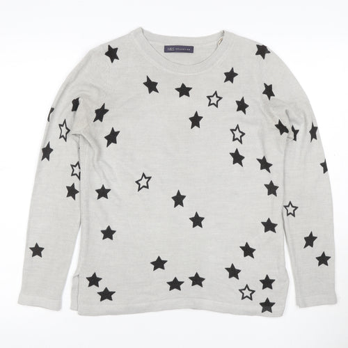 Marks and Spencer Women Grey Star Print Knit Jumper Size 10