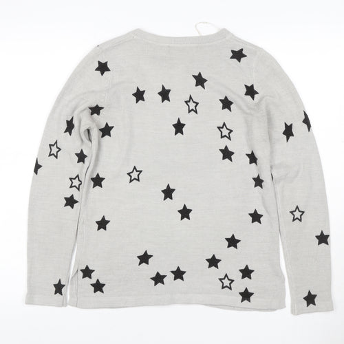 Marks and Spencer Women Grey Star Print Knit Jumper Size 10