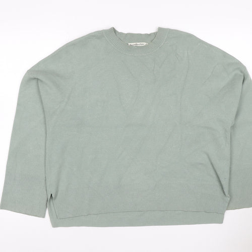 Abercrombie & Fitch Women Green L Relaxed Crew Neck Knit Jumper