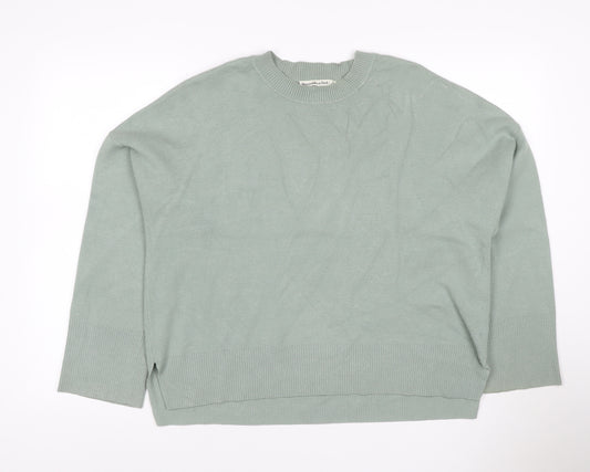 Abercrombie & Fitch Women Green L Relaxed Crew Neck Knit Jumper