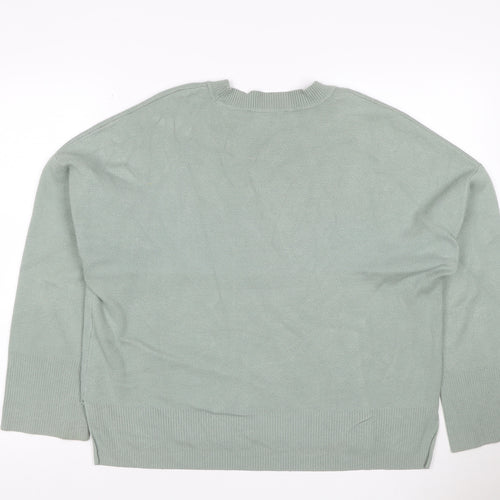 Abercrombie & Fitch Women Green L Relaxed Crew Neck Knit Jumper