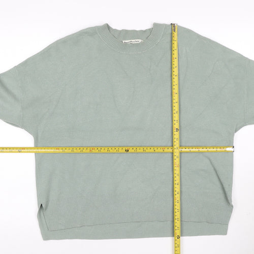 Abercrombie & Fitch Women Green L Relaxed Crew Neck Knit Jumper