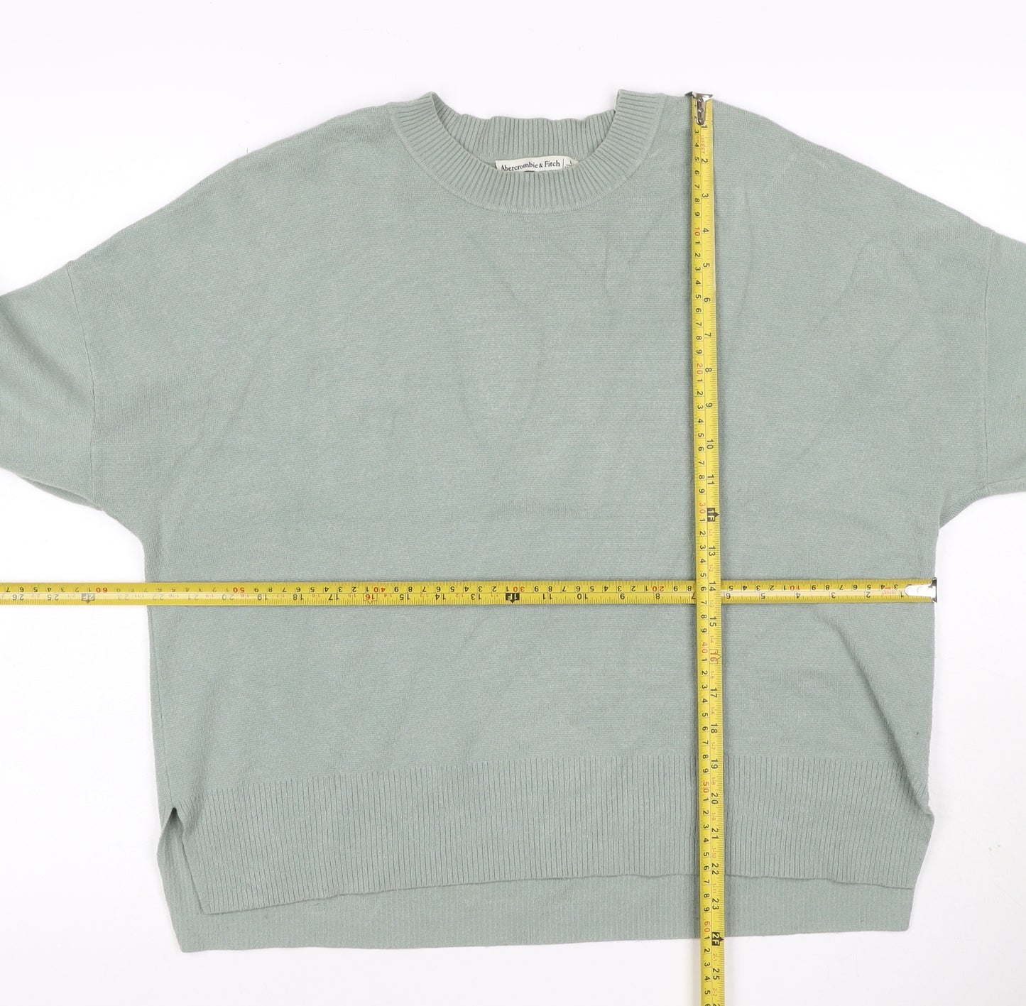Abercrombie & Fitch Women Green L Relaxed Crew Neck Knit Jumper