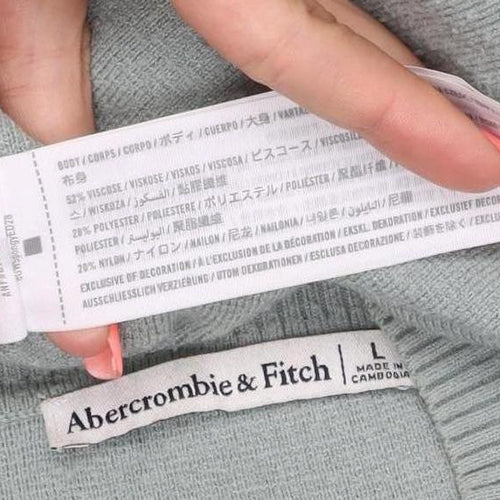 Abercrombie & Fitch Women Green L Relaxed Crew Neck Knit Jumper