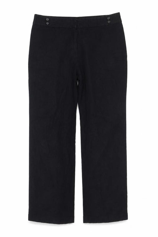 Marks and Spencer Women Black UK 14 Wide-Leg Button Trousers